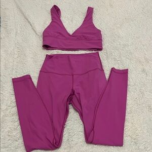 Lululemon Align V Neck Bra and Leggings Set in POW Pink Tone